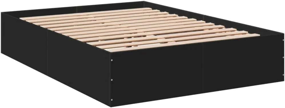 vidaXL Bed Frame Black Engineered Wood, Plywood Small Double