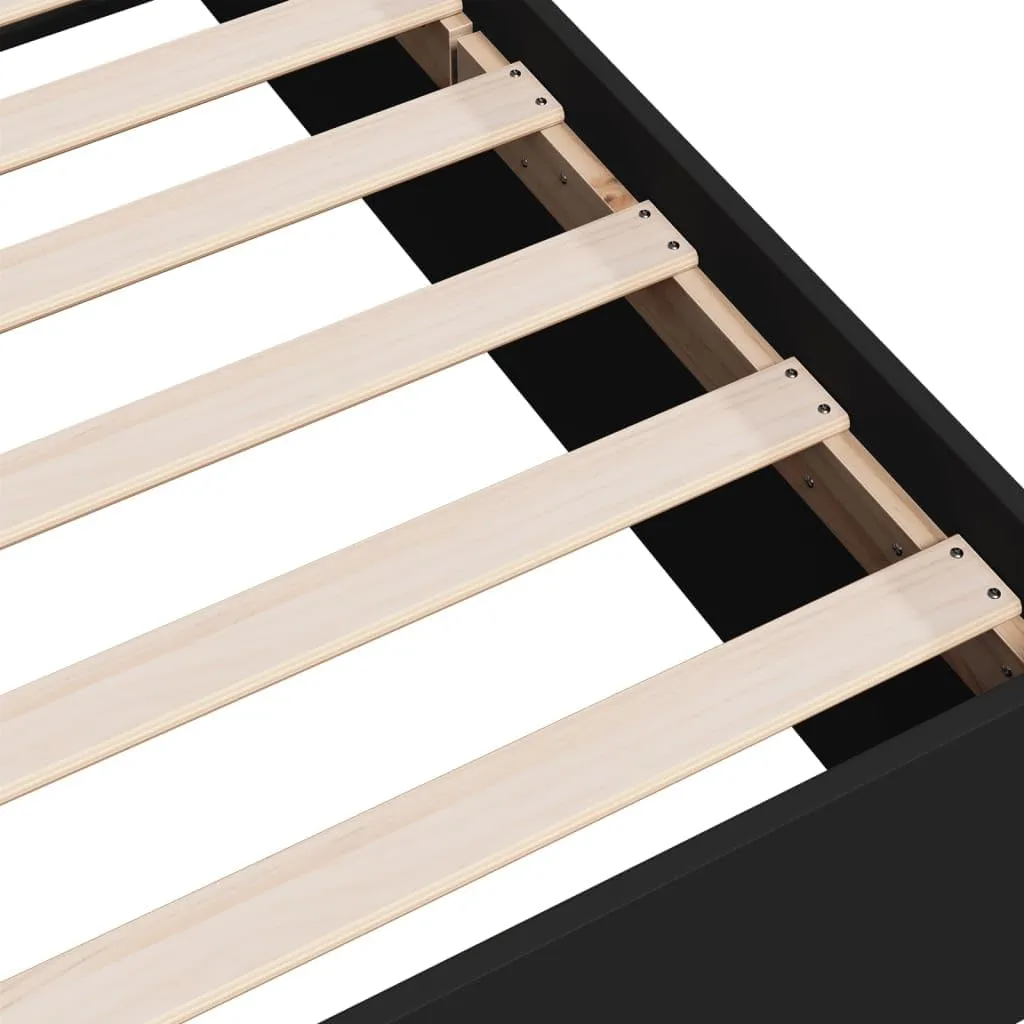 vidaXL Bed Frame Black Engineered Wood, Plywood Small Double
