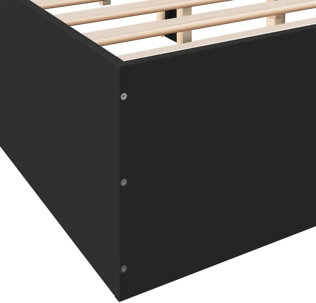 vidaXL Bed Frame Black Engineered Wood, Plywood Small Double