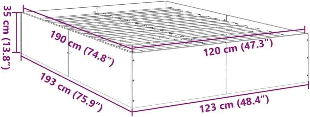 vidaXL Bed Frame Black Engineered Wood, Plywood Small Double