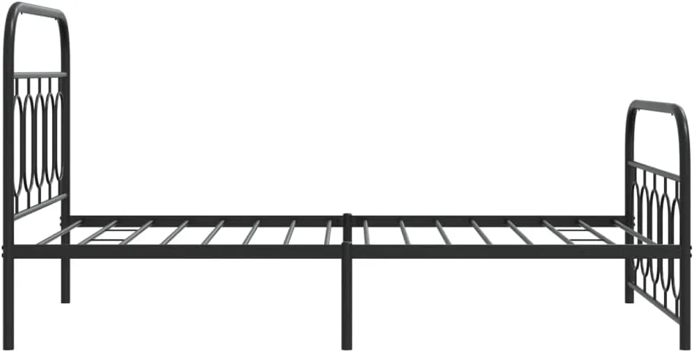 vidaXL Bed Frame Black Steel Single Black Bed Frame Rectangular