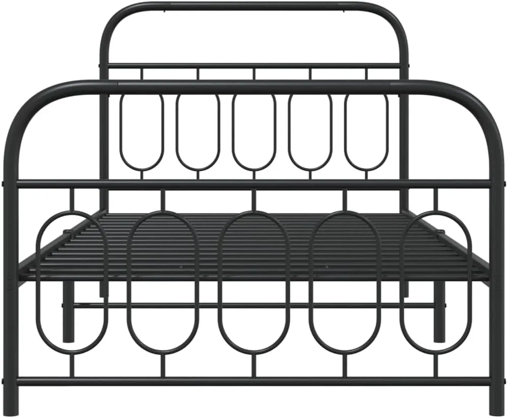 vidaXL Bed Frame Black Steel Single Black Bed Frame Rectangular