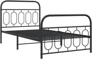 vidaXL Bed Frame Black Steel Single Black Bed Frame Rectangular