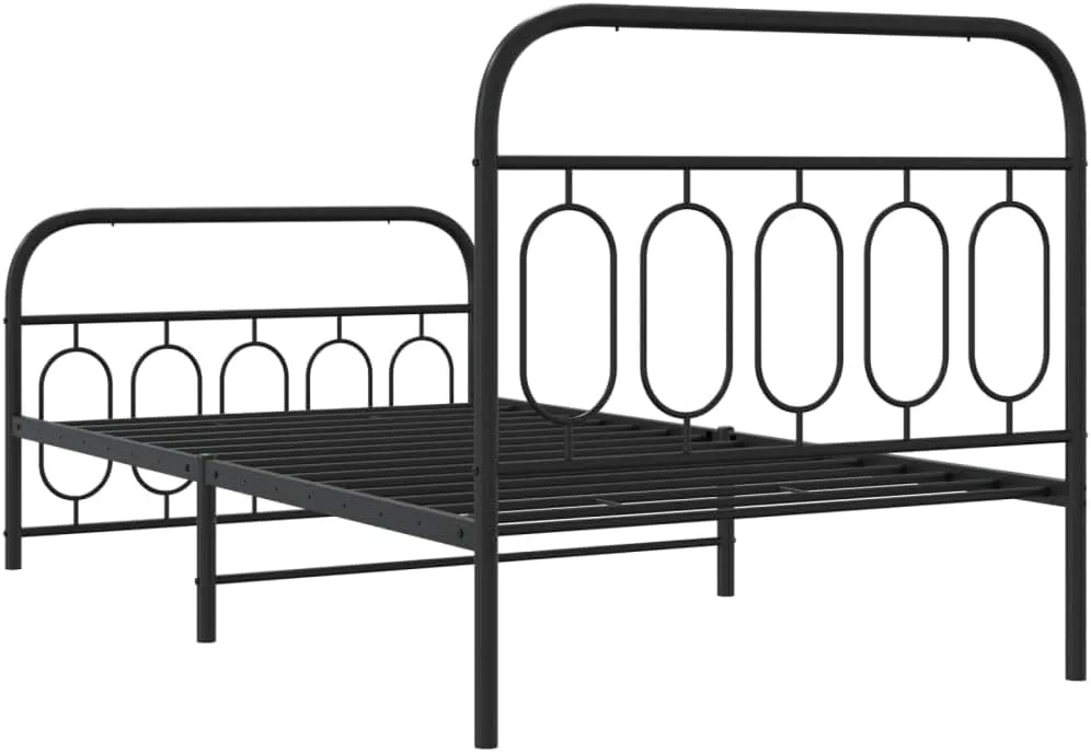 vidaXL Bed Frame Black Steel Single Black Bed Frame Rectangular