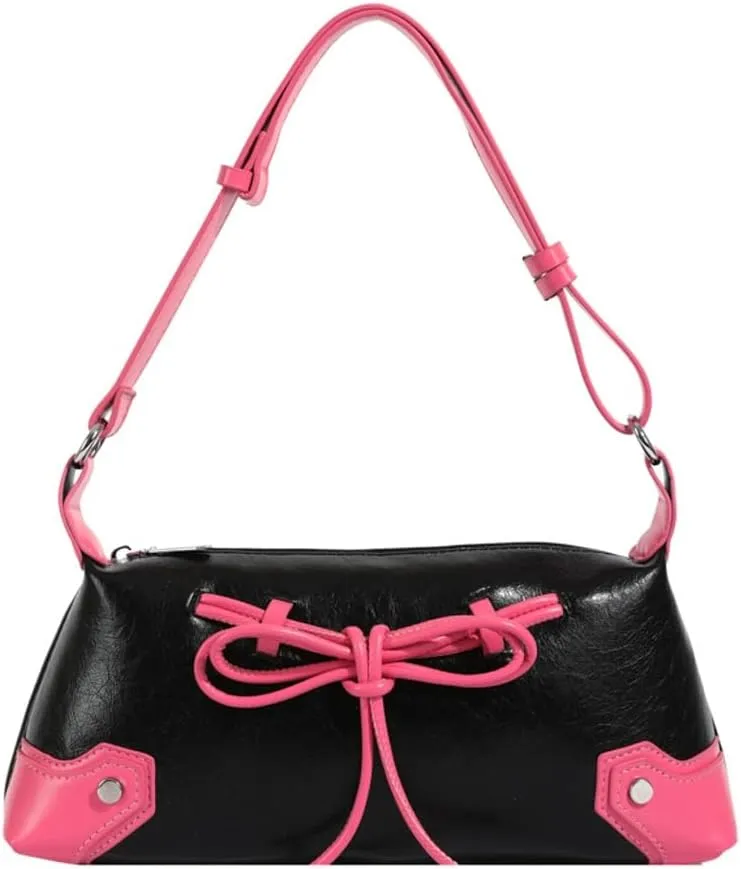 Vintage Hobo Bags for Women Bow Tie Crossbody Bags for Women Y2k Satchel Handbag Shoulder Bag Top Handle Purse Clutch