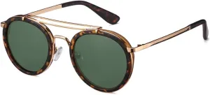 Vintage Steampunk Double Bridge Round Polarized Sunglasses Designer Metal Frame For Women Men