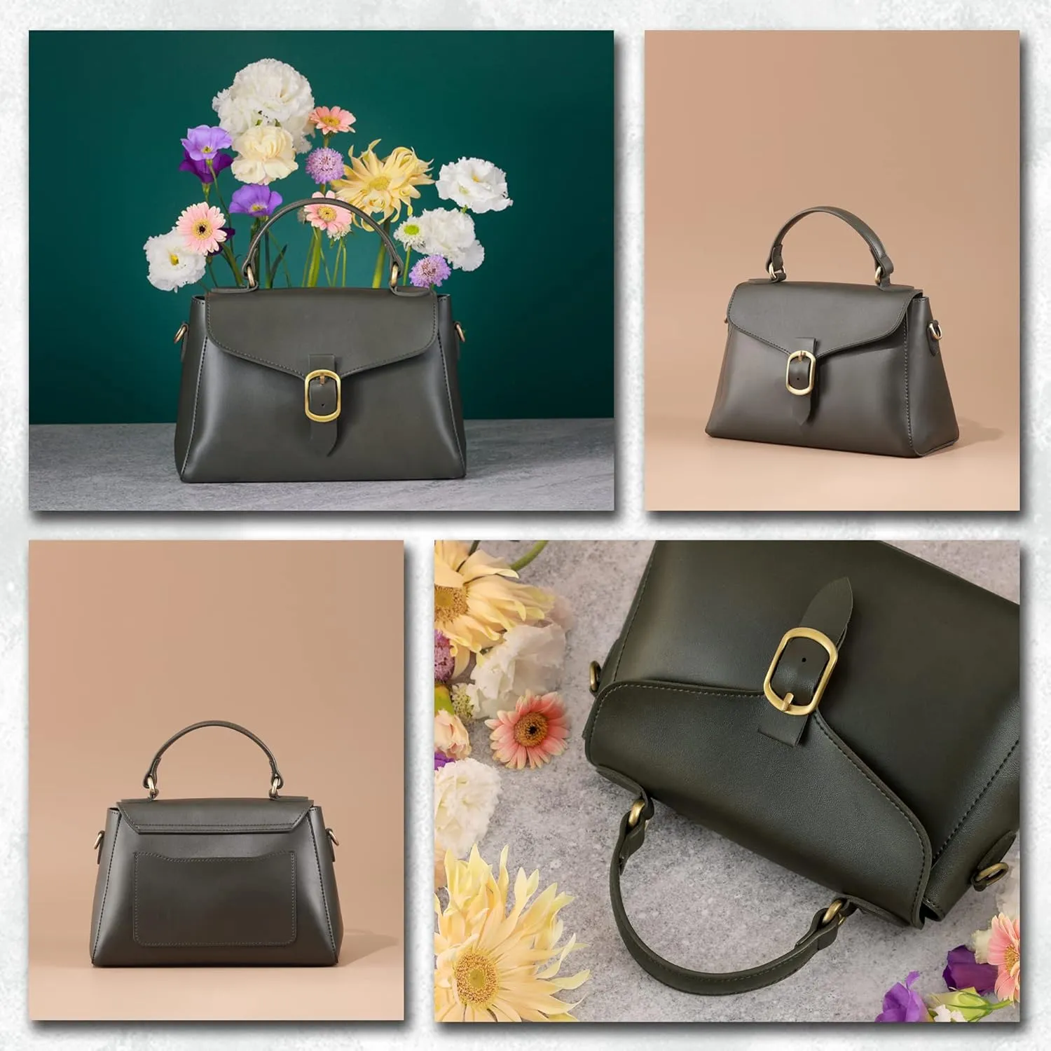 Vintage Vegan Leather Flap Top Handle Bag For Women Retro Satchel Casual Purse Simple Shoulder Classic Handbag
