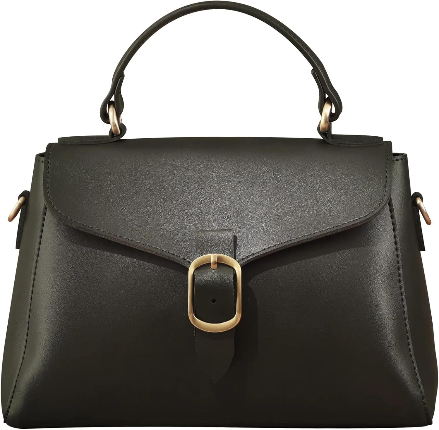 Vintage Vegan Leather Flap Top Handle Bag For Women Retro Satchel Casual Purse Simple Shoulder Classic Handbag
