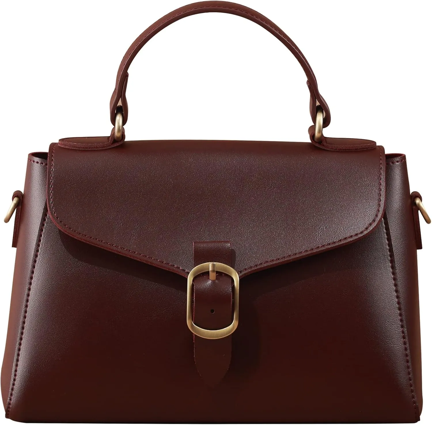 Vintage Vegan Leather Flap Top Handle Bag For Women Retro Satchel Casual Purse Simple Shoulder Classic Handbag
