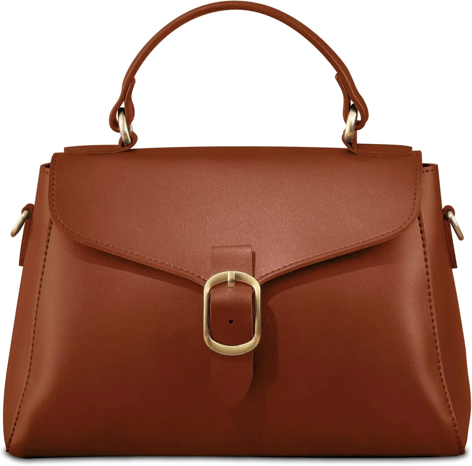 Vintage Vegan Leather Flap Top Handle Bag For Women Retro Satchel Casual Purse Simple Shoulder Classic Handbag