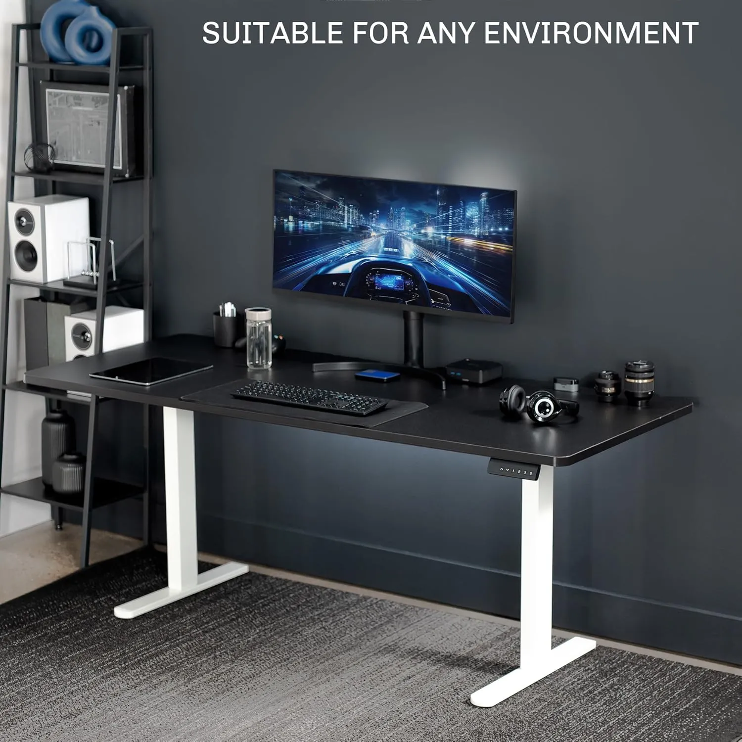 VIVO Dual Motor Electric Sit Stand Desk Frame, 220 lbs Capacity, Memory Controller Height Adjustment, Frame Only, White, DESK-E-200W