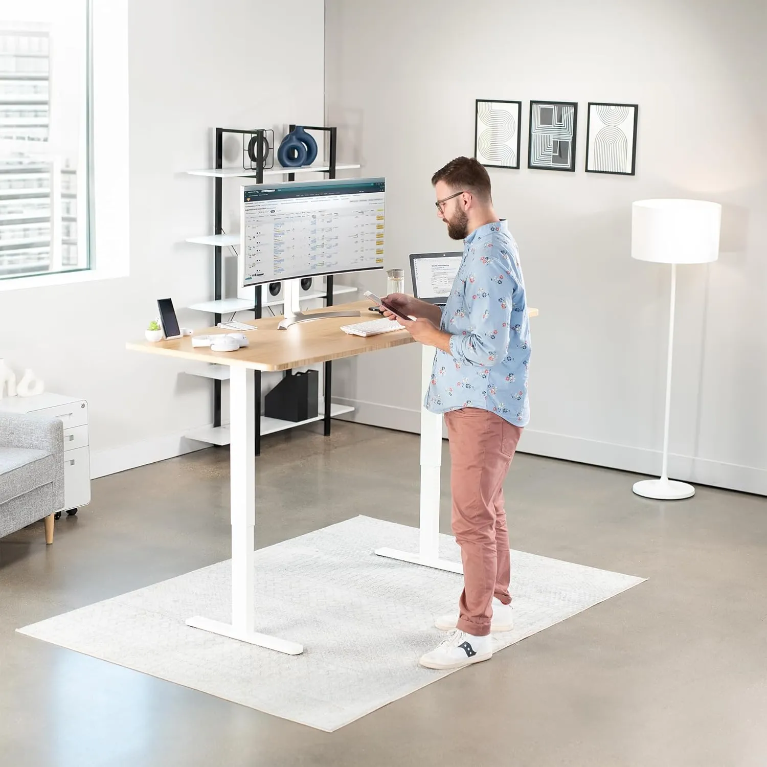 VIVO Dual Motor Electric Sit Stand Desk Frame, 220 lbs Capacity, Memory Controller Height Adjustment, Frame Only, White, DESK-E-200W