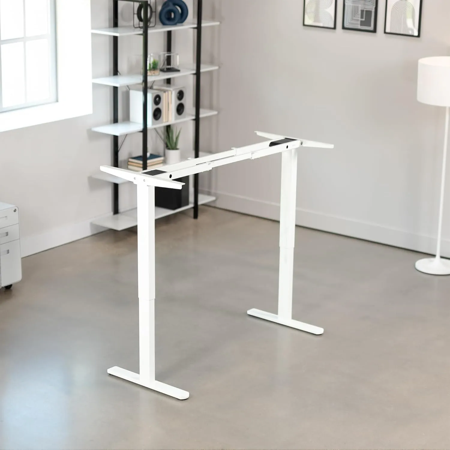 VIVO Dual Motor Electric Sit Stand Desk Frame, 220 lbs Capacity, Memory Controller Height Adjustment, Frame Only, White, DESK-E-200W