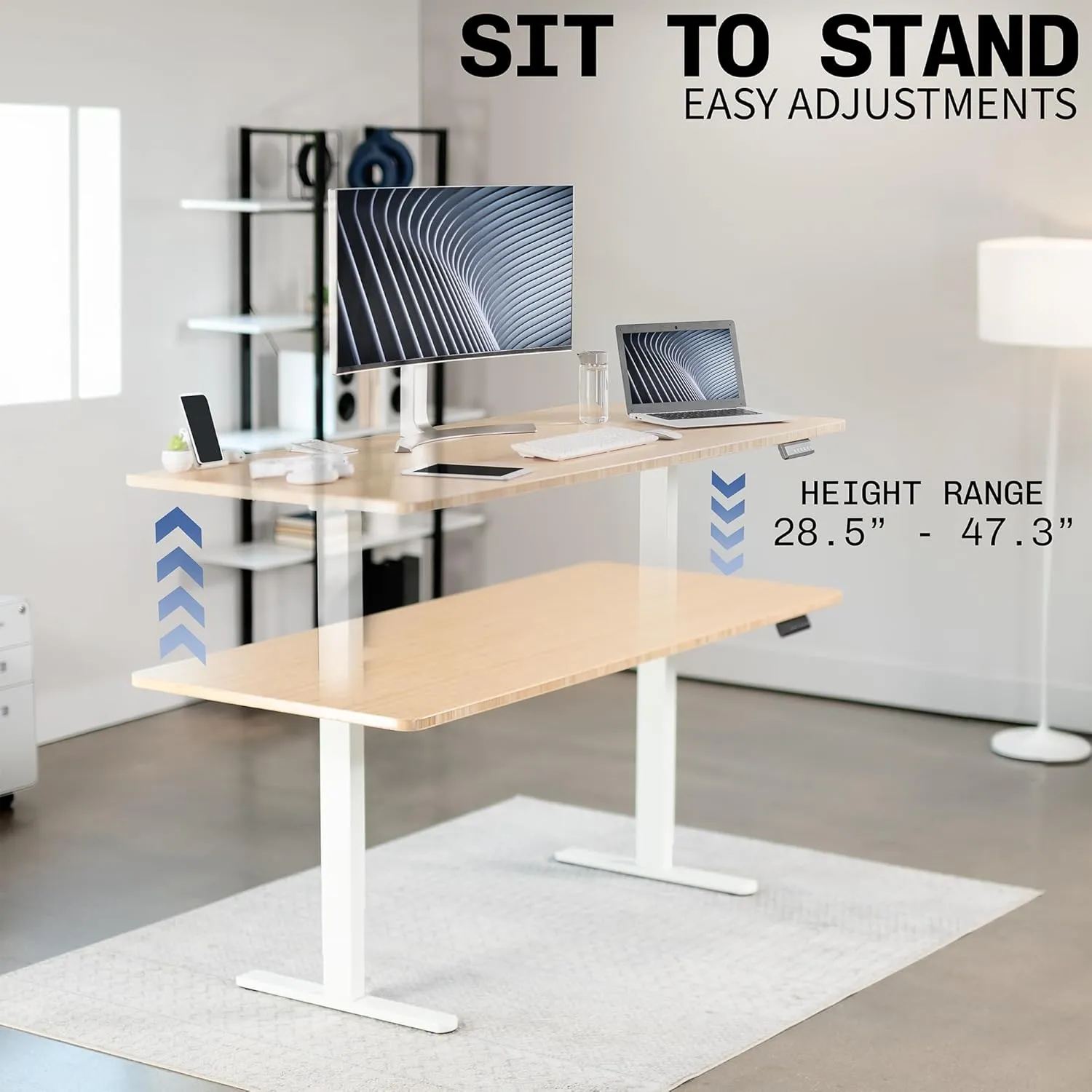 VIVO Dual Motor Electric Sit Stand Desk Frame, 220 lbs Capacity, Memory Controller Height Adjustment, Frame Only, White, DESK-E-200W