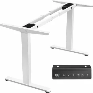 VIVO Dual Motor Electric Sit Stand Desk Frame, 220 lbs Capacity, Memory Controller Height Adjustment, Frame Only, White, DESK-E-200W