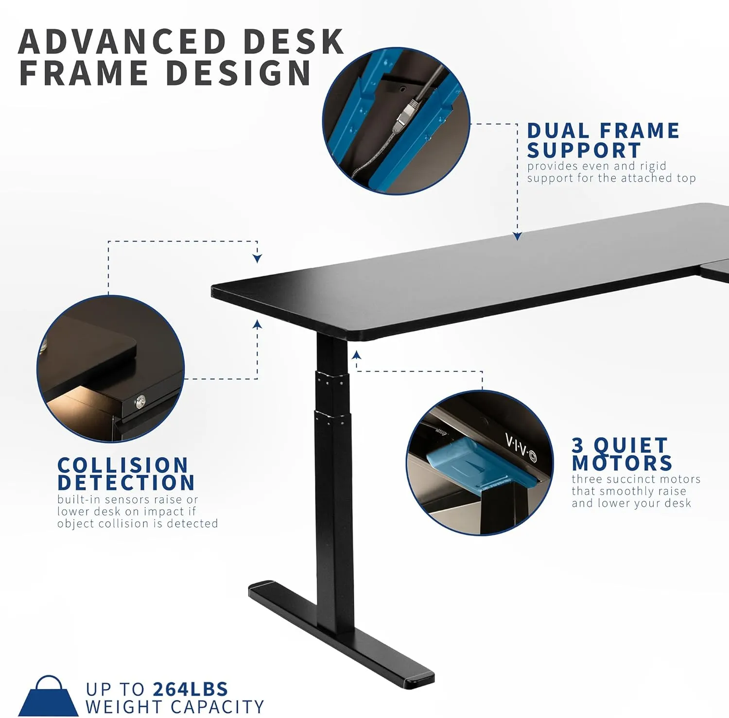 VIVO Electric Height Adjustable 67 x 60 inch Corner Stand Up Desk, 2 Dark Gray Solid Table Tops, Black Frame, Memory Controller, L-Shaped Workstation, 3E Series, DESK-KIT-3E6G