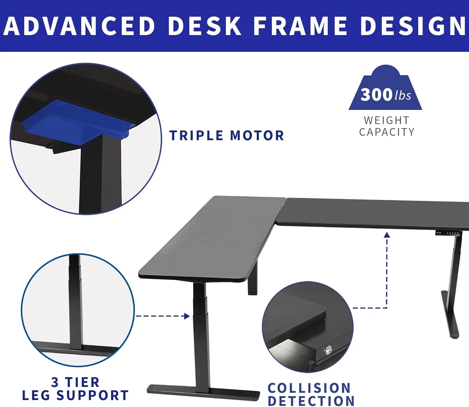 VIVO Electric Height Adjustable 83 x 60 inch Corner Stand Up Desk, 2 Black Solid Table Tops, Black Frame, Memory Controller, L-Shaped Workstation, 3E Series, DESK-KIT-3E8B