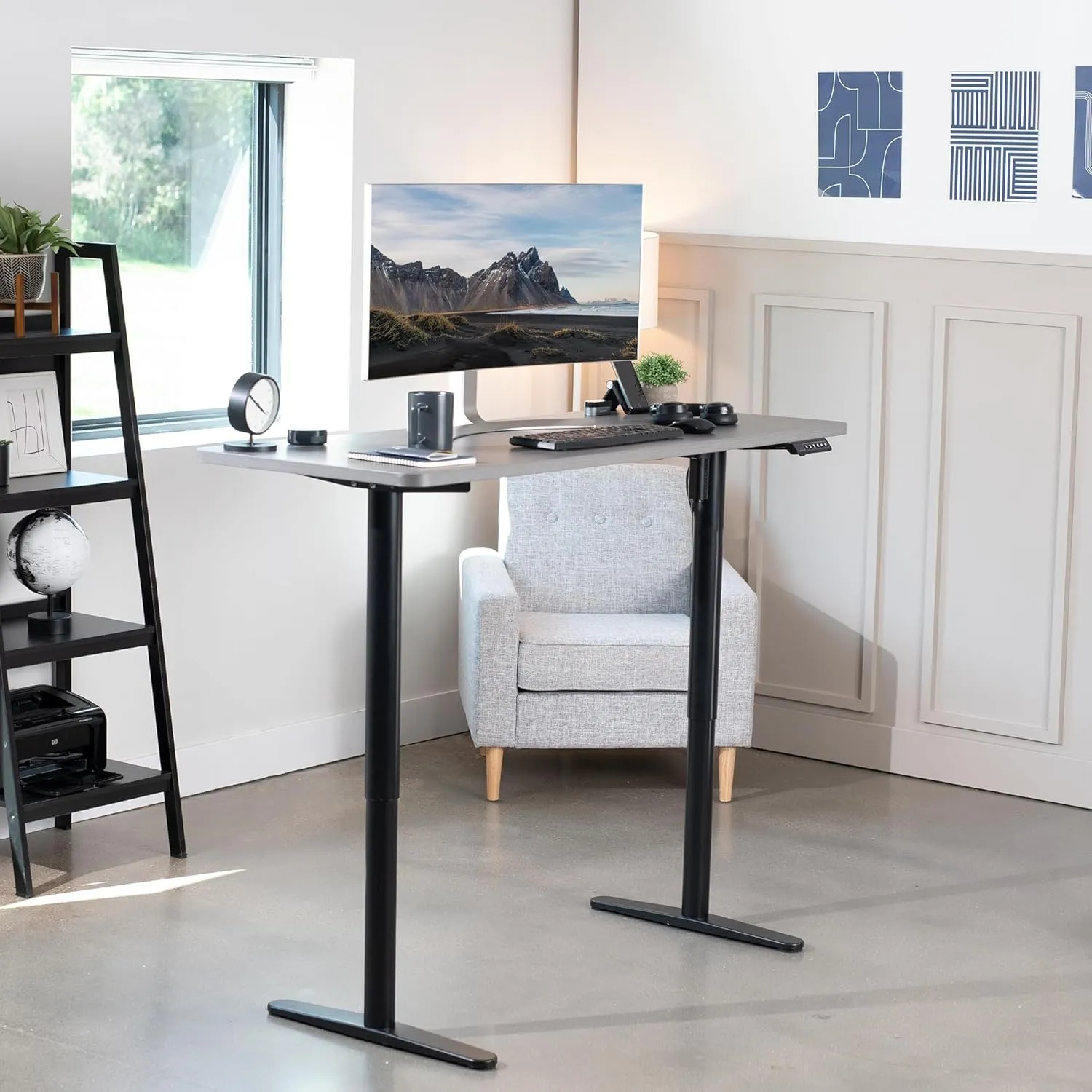 VIVO Electric Single Motor Standing Desk Frame for 41 to 74 in Table Tops, Memory Height Adjustment, Frame Only, Black, DESK-E151EB