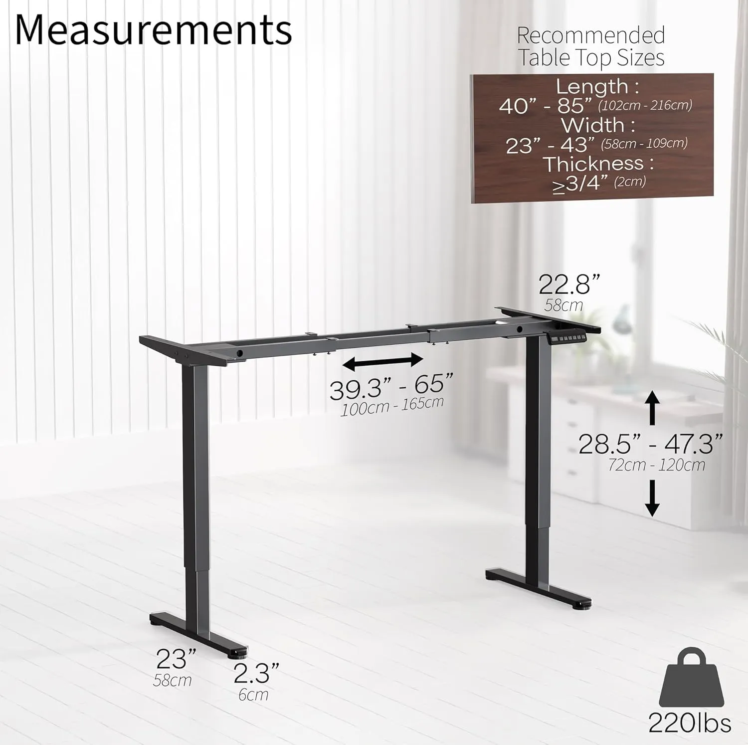 VIVO Heavy Duty Dual Motor Electric Sit Stand Desk Frame, 220 lbs Capacity up to 85" x 43" Tops, Memory Controller Height Adjustable Frame Only, Black, DESK-E-200B