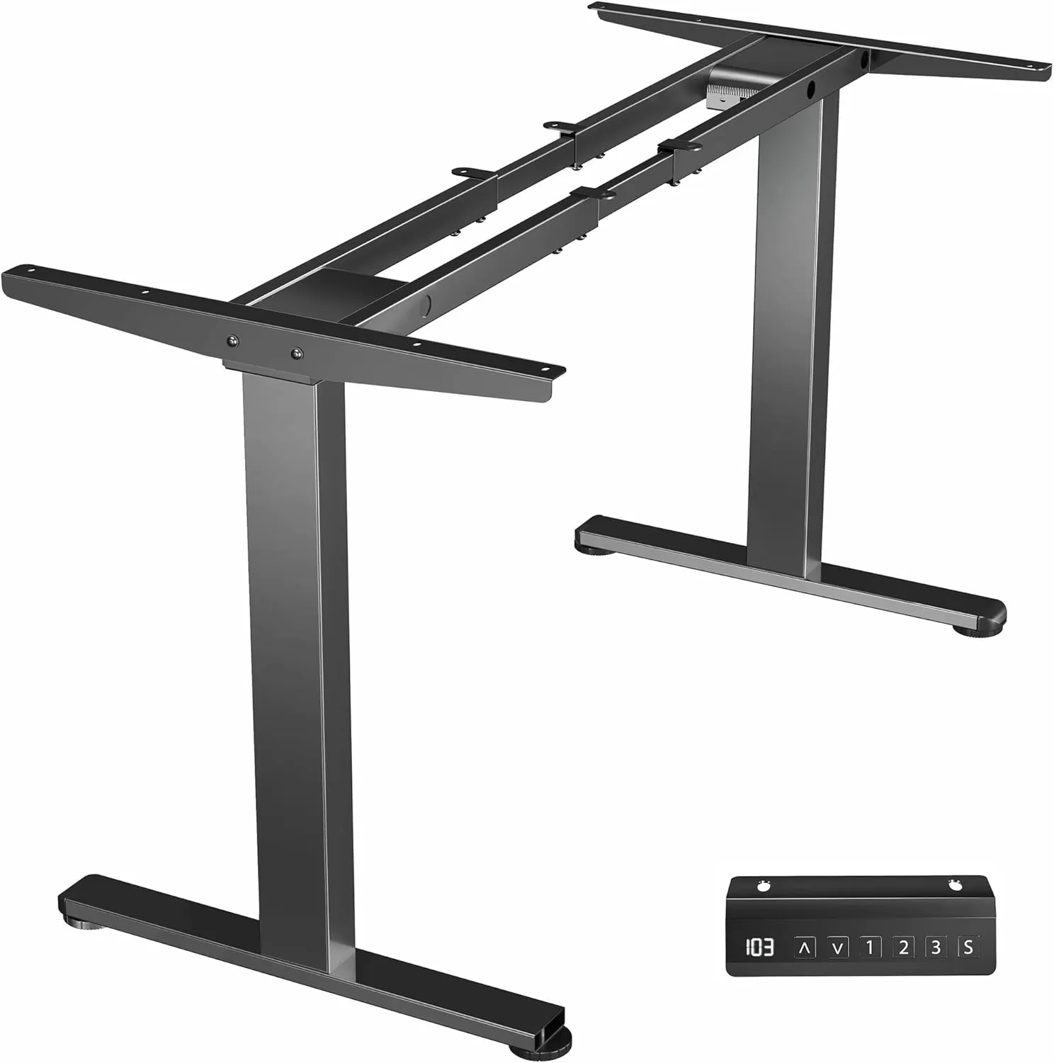 VIVO Heavy Duty Dual Motor Electric Sit Stand Desk Frame, 220 lbs Capacity up to 85" x 43" Tops, Memory Controller Height Adjustable Frame Only, Black, DESK-E-200B
