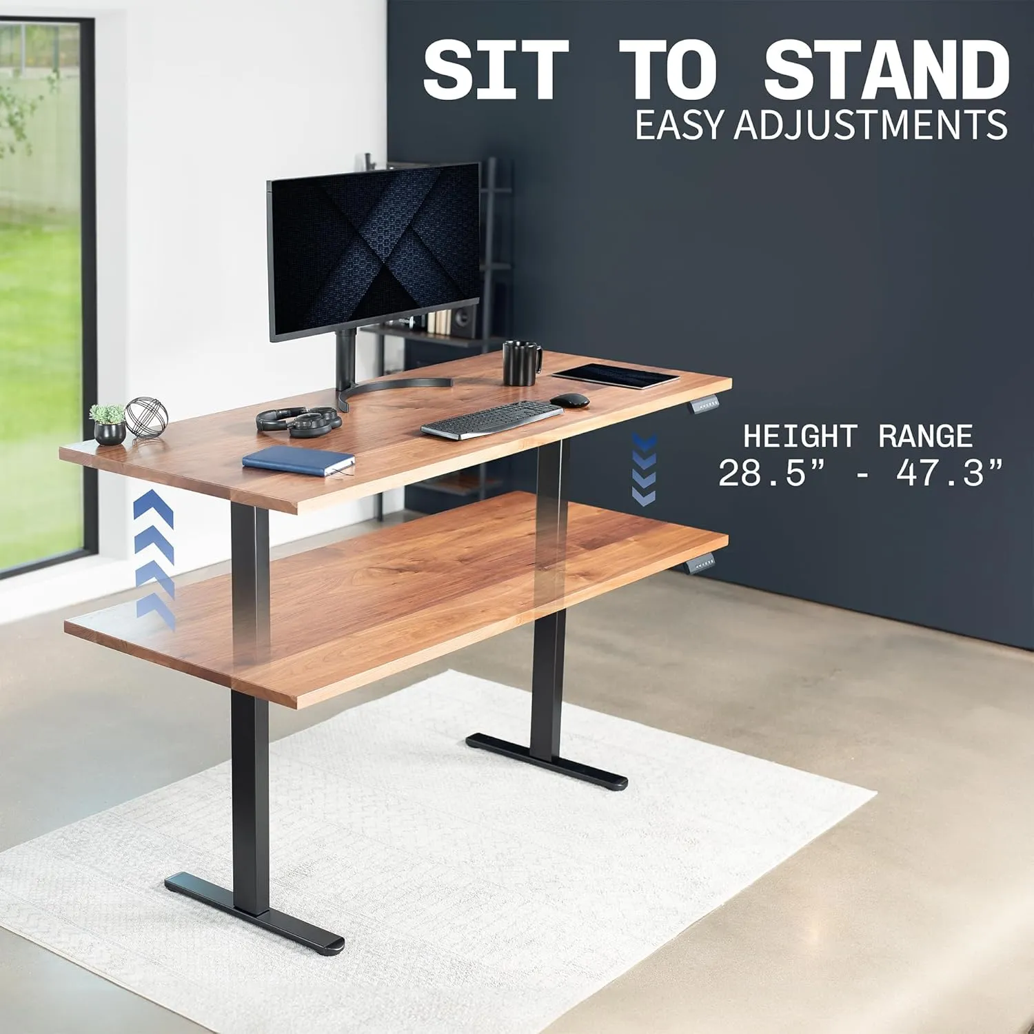 VIVO Heavy Duty Dual Motor Electric Sit Stand Desk Frame, 220 lbs Capacity up to 85" x 43" Tops, Memory Controller Height Adjustable Frame Only, Black, DESK-E-200B