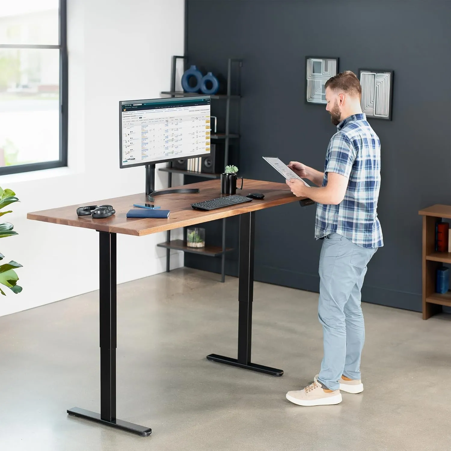 VIVO Heavy Duty Dual Motor Electric Sit Stand Desk Frame, 220 lbs Capacity up to 85" x 43" Tops, Memory Controller Height Adjustable Frame Only, Black, DESK-E-200B