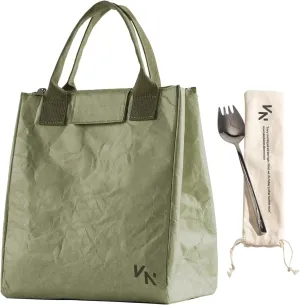 VonNova Insulated Lunch Box for Women, 7L Capacity, Leakproof Lunch Tote Bag, Durable Lunchbox made from Tyvek Material, Adult Cooler Bag for Work, Picnic, Travel and more (Olive Green)