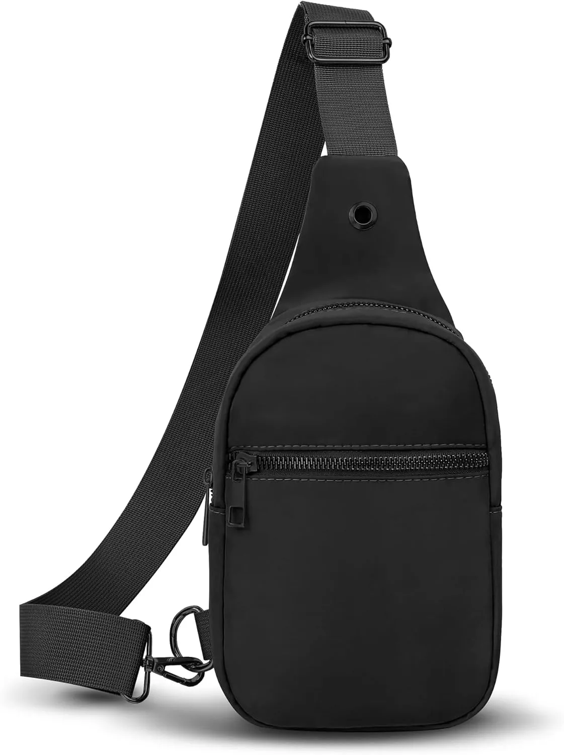VOROLO Large Sling Bag For Men Crossbody Bags For Women and Men Chest Bag with Ajustable Strap Black Zipper Black