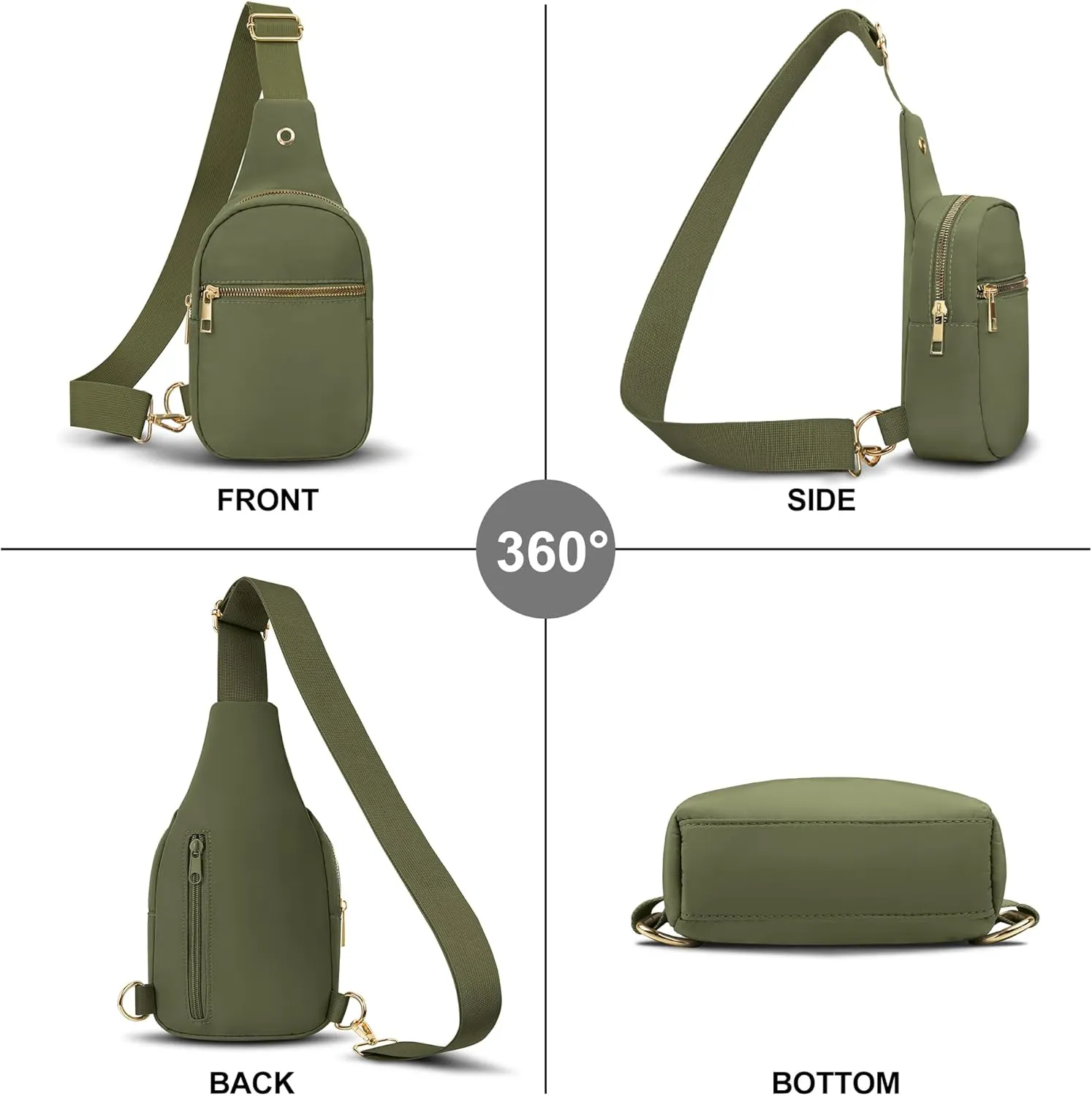 VOROLO Large Sling Bag,Crossbody Bags For Women and Men Cross body Bag Khaki Green
