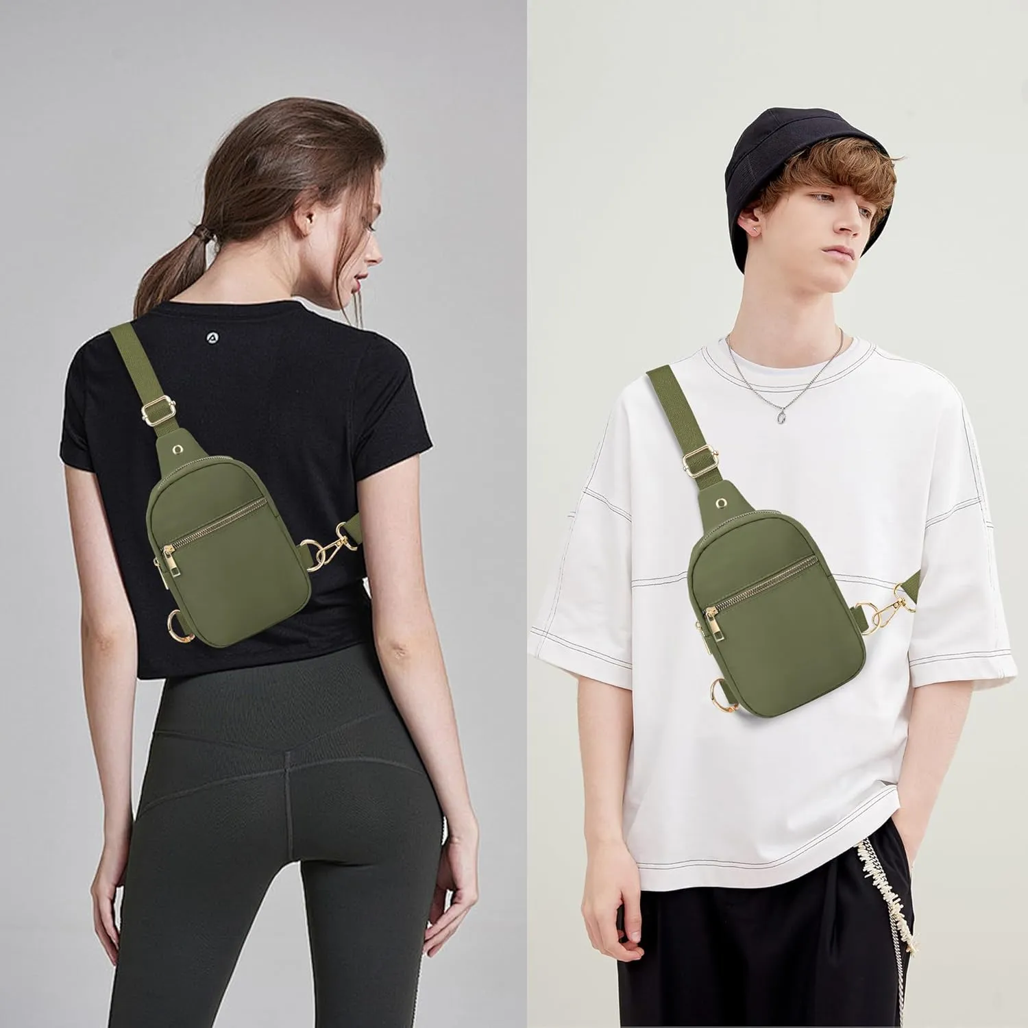VOROLO Large Sling Bag,Crossbody Bags For Women and Men Cross body Bag Khaki Green