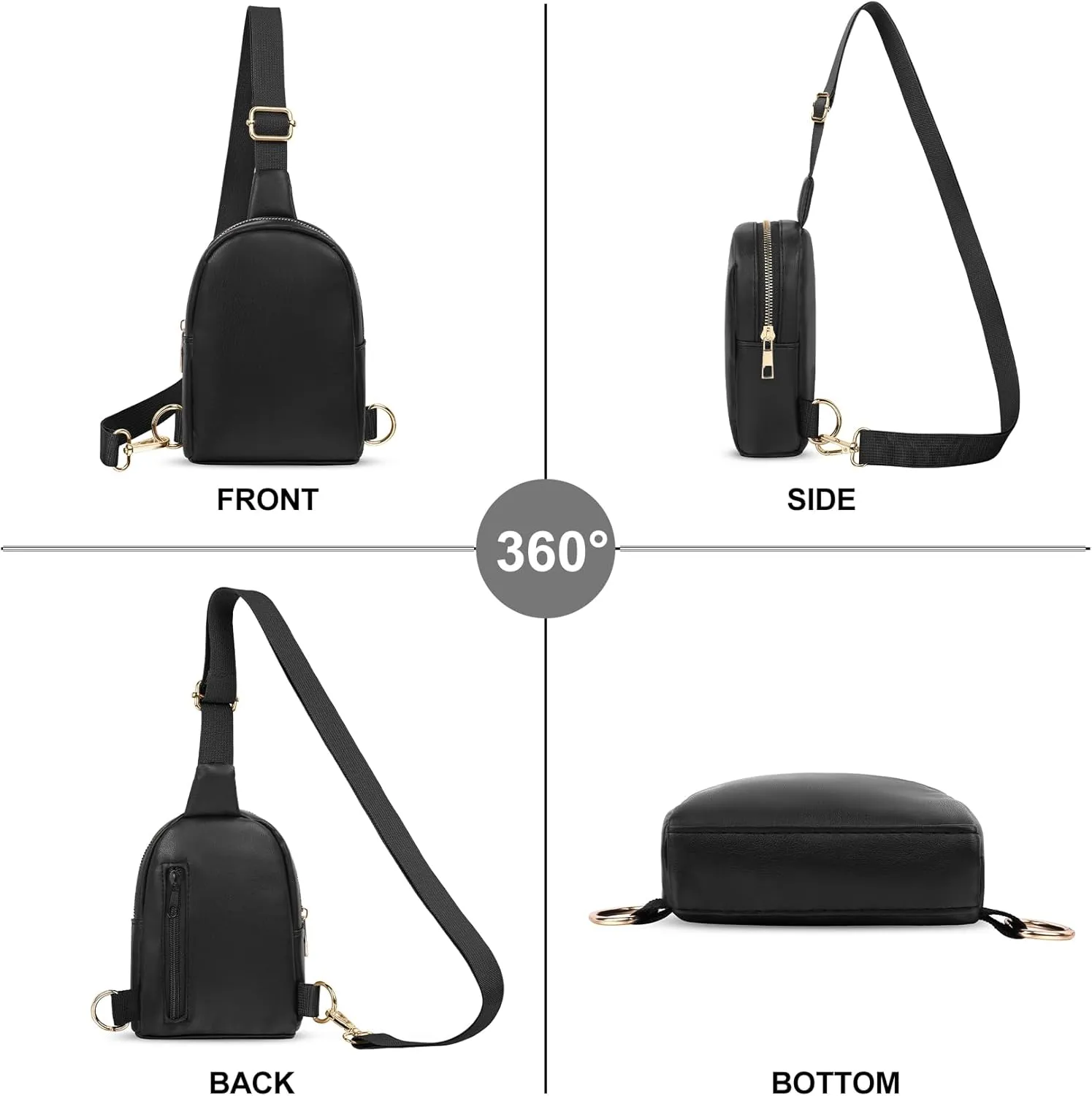 VOROLO Sling Bag Crossbody Bag For Women and Men Small Leather Cross Body bag with Ajustable Strap Black 01 PU
