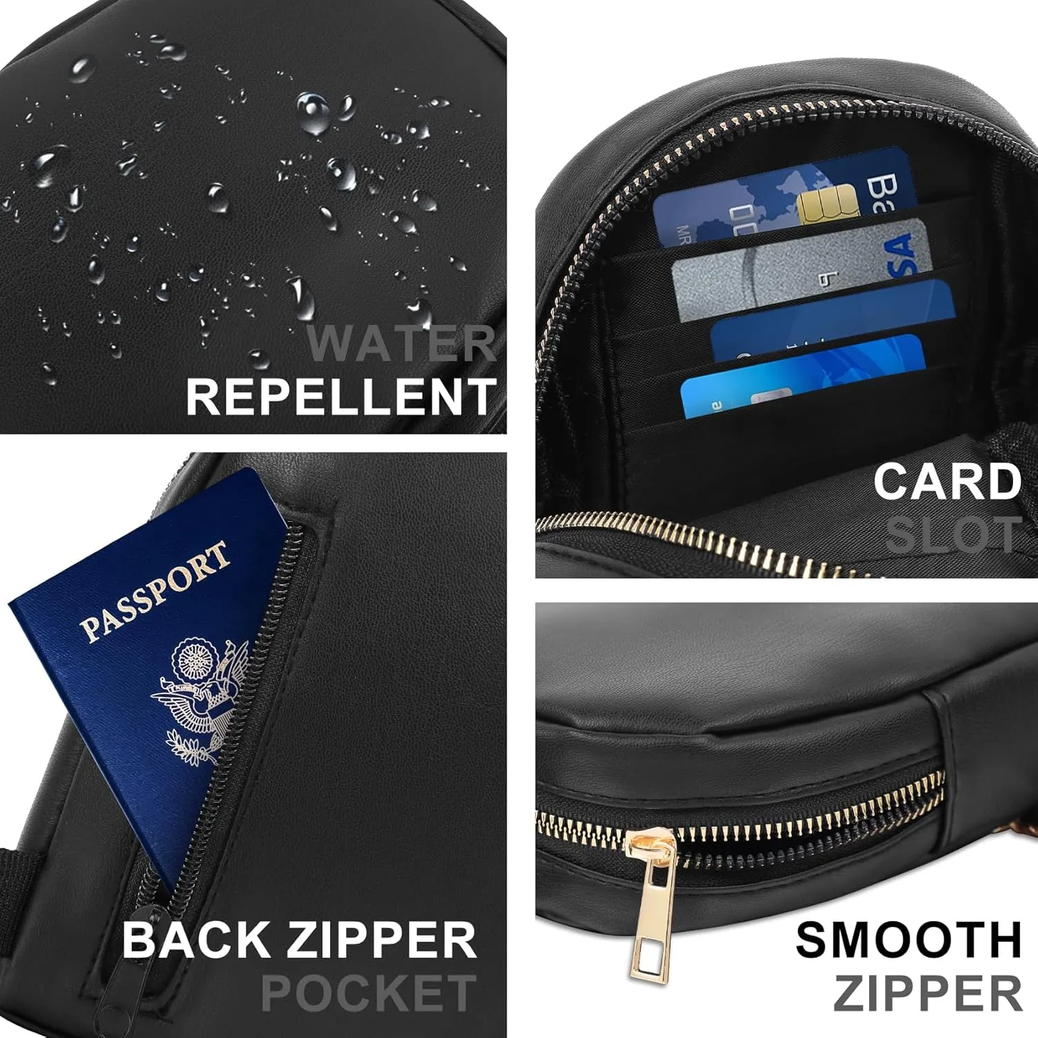 VOROLO Sling Bag Crossbody Bag For Women and Men Small Leather Cross Body bag with Ajustable Strap Black 01 PU