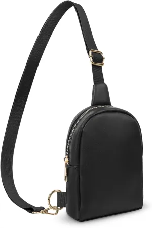 VOROLO Sling Bag Crossbody Bag For Women and Men Small Leather Cross Body bag with Ajustable Strap Black 01 PU