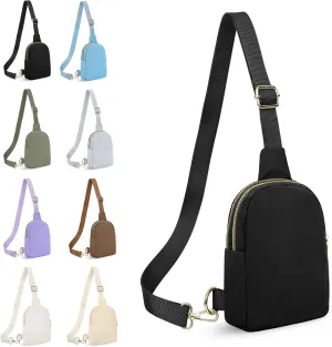 VOROLO Sling Bag Sling Chest Bag with Two Parallel Zipper and Ajustable Strap Fashion Sling Pack Black