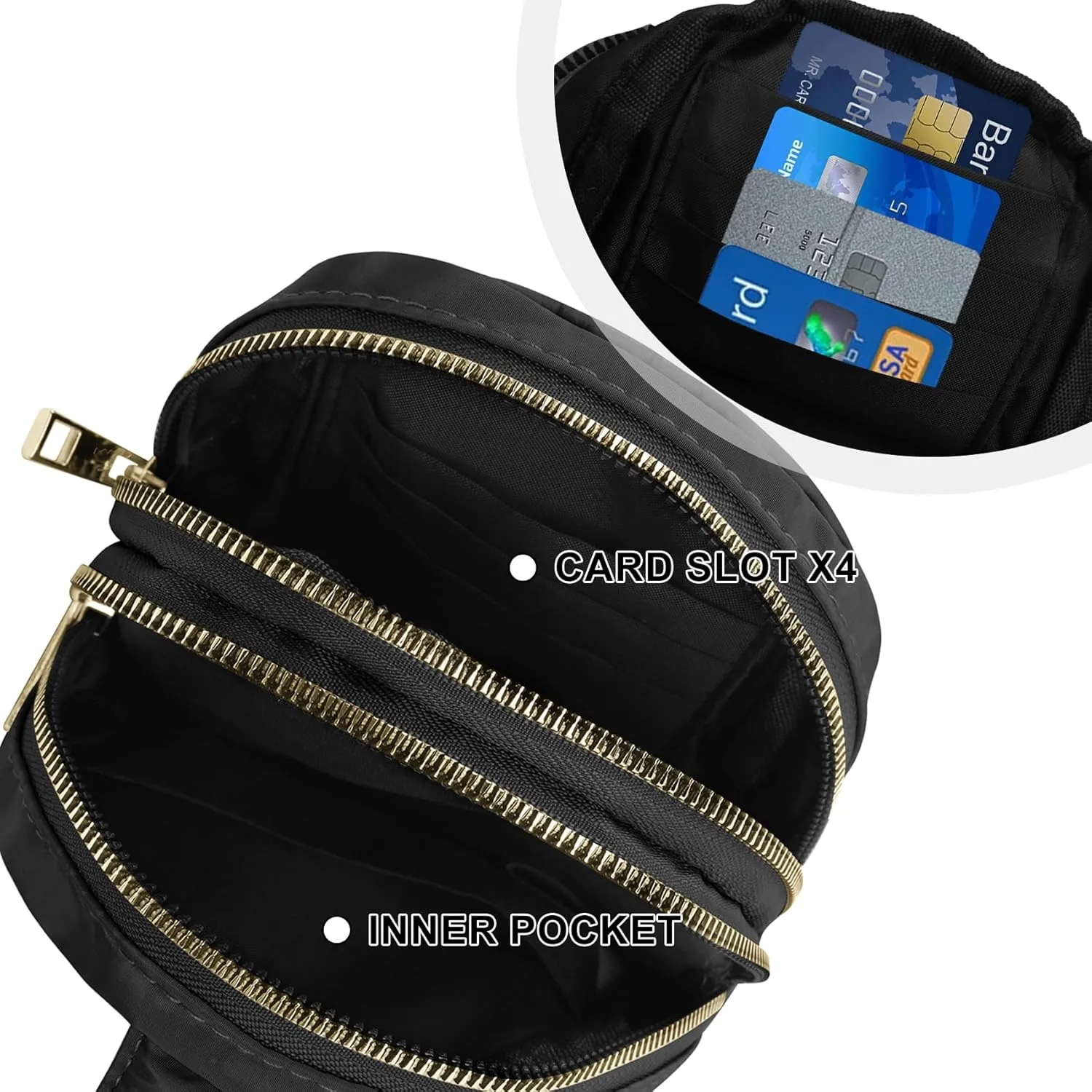 VOROLO Sling Bag Sling Chest Bag with Two Parallel Zipper and Ajustable Strap Fashion Sling Pack Black