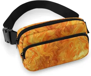 Waist Bag Crossbody Bag with Multiple Pockets with Adjustable Strap Travel Orange And Yellow Lava Printed Chest Bag Fanny Pack for Men Women for Sports, 20x13cm, style