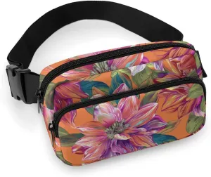 Waist Bag Crossbody Bag with Multiple Pockets with Adjustable Strap Travel Vibrant Orange Pattern Printed Chest Bag Fanny Pack for Men Women for Sports, 20x13cm, style