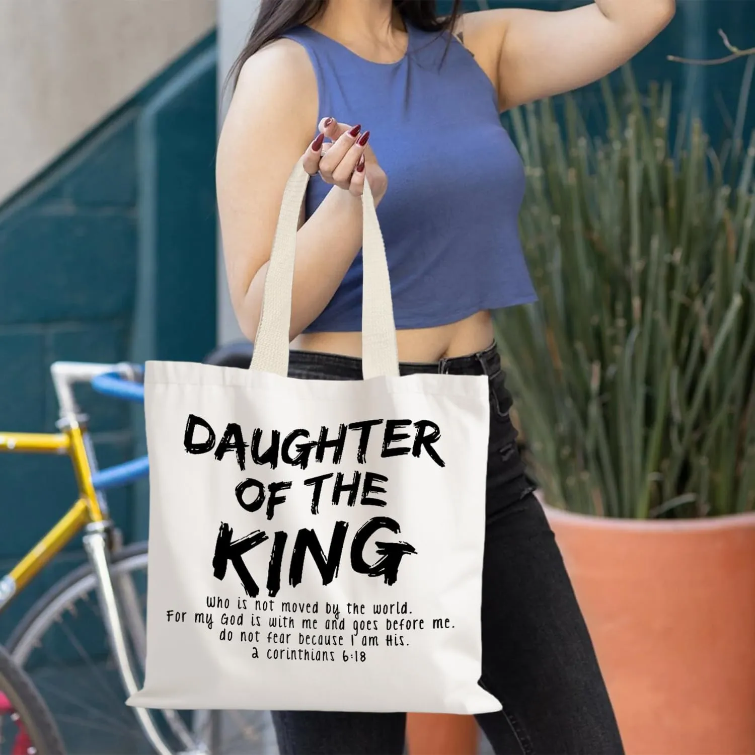 Walk by Faith Christian Canvas Tote Bags for Women, Christian Gifts for Women Faith, Bible Verse Gifts