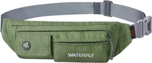 WATERFLY Fanny Pack for Women Men Water Resistant Small Waist Pouch Slim Belt Bag with 4 Pockets for Running Travelling Hiking Walking Lightweight Crossbody Chest Bag Fit All Phones…