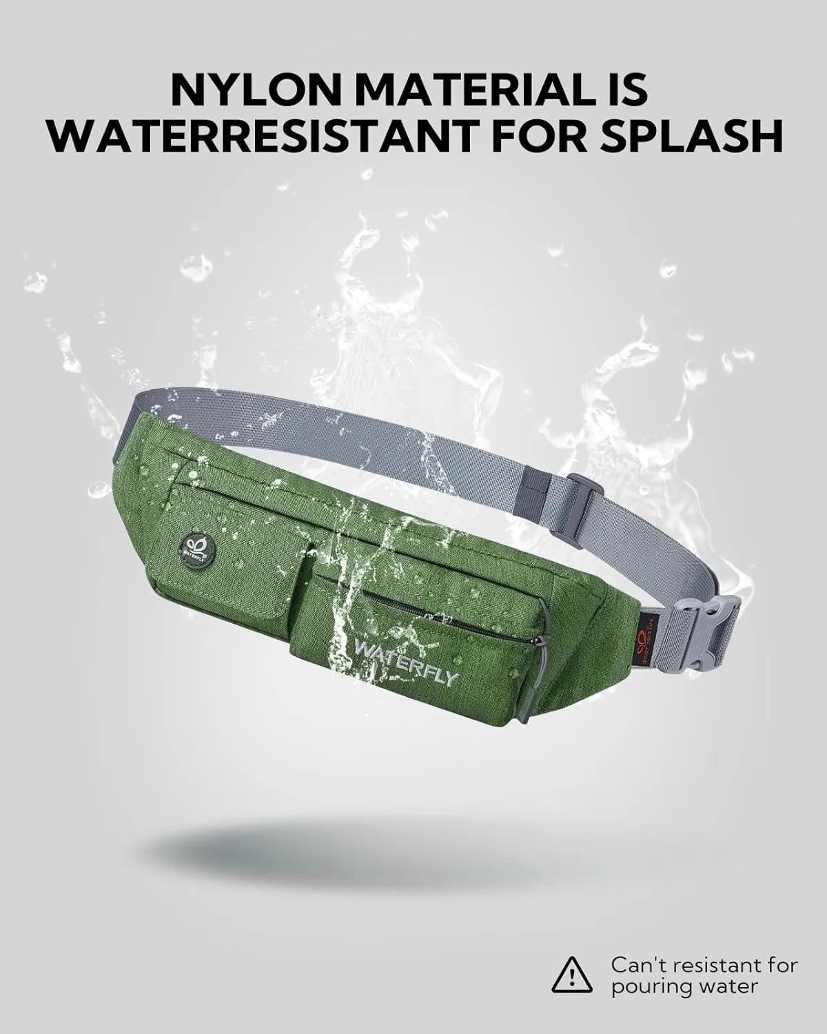 WATERFLY Fanny Pack for Women Men Water Resistant Small Waist Pouch Slim Belt Bag with 4 Pockets for Running Travelling Hiking Walking Lightweight Crossbody Chest Bag Fit All Phones…