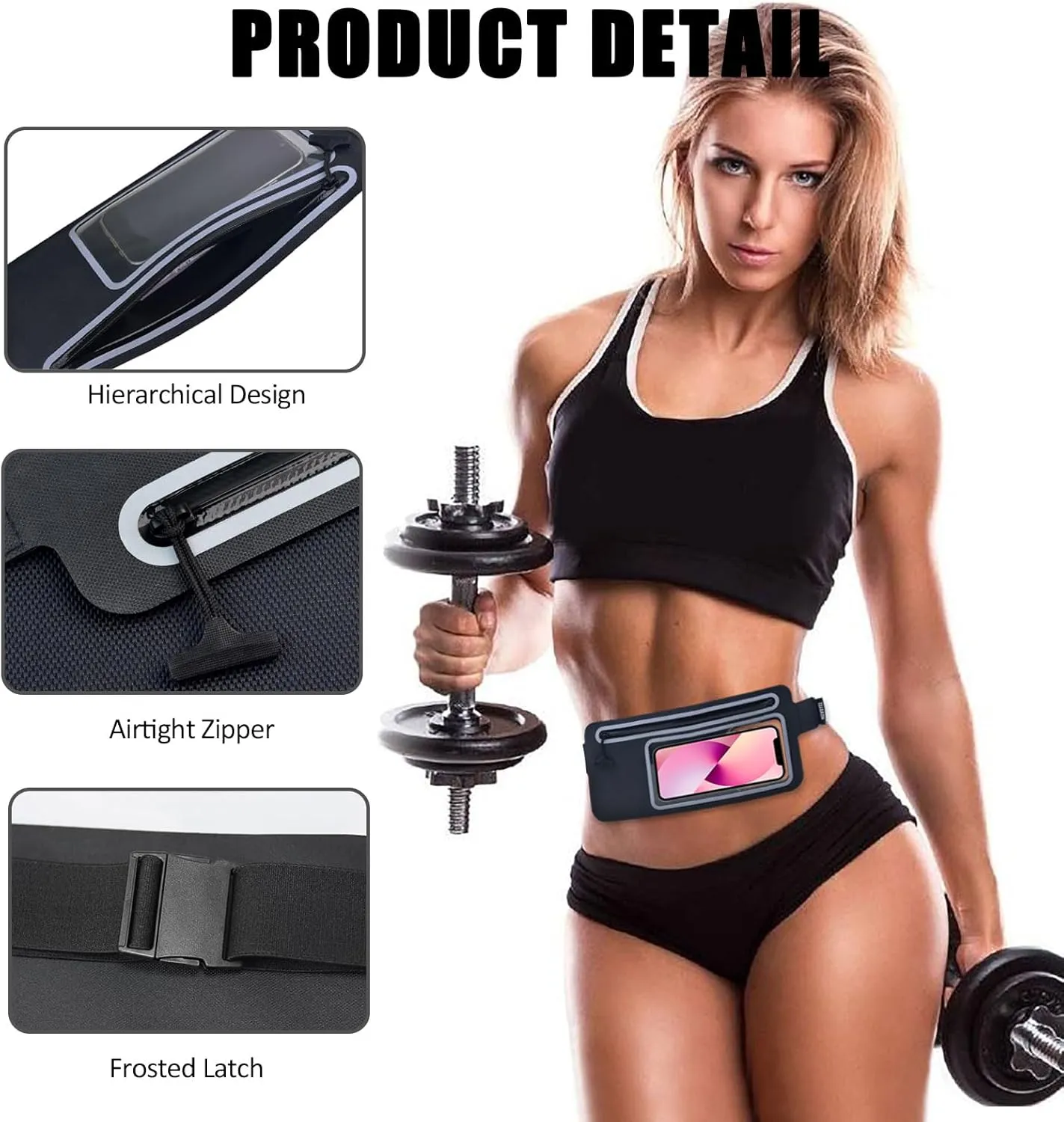 Waterproof Fanny Pack for Men Women Running Belt Bag Swimming Kayaking Boating Beach Water Sport Travel Kids Cell Phone Pouch,Workout Exercise Small GYM Waist Bag,Slim Hiking Waist Pack Black