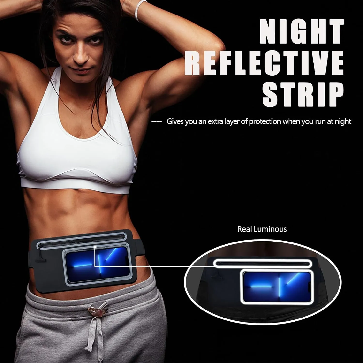 Waterproof Fanny Pack for Men Women Running Belt Bag Swimming Kayaking Boating Beach Water Sport Travel Kids Cell Phone Pouch,Workout Exercise Small GYM Waist Bag,Slim Hiking Waist Pack Black
