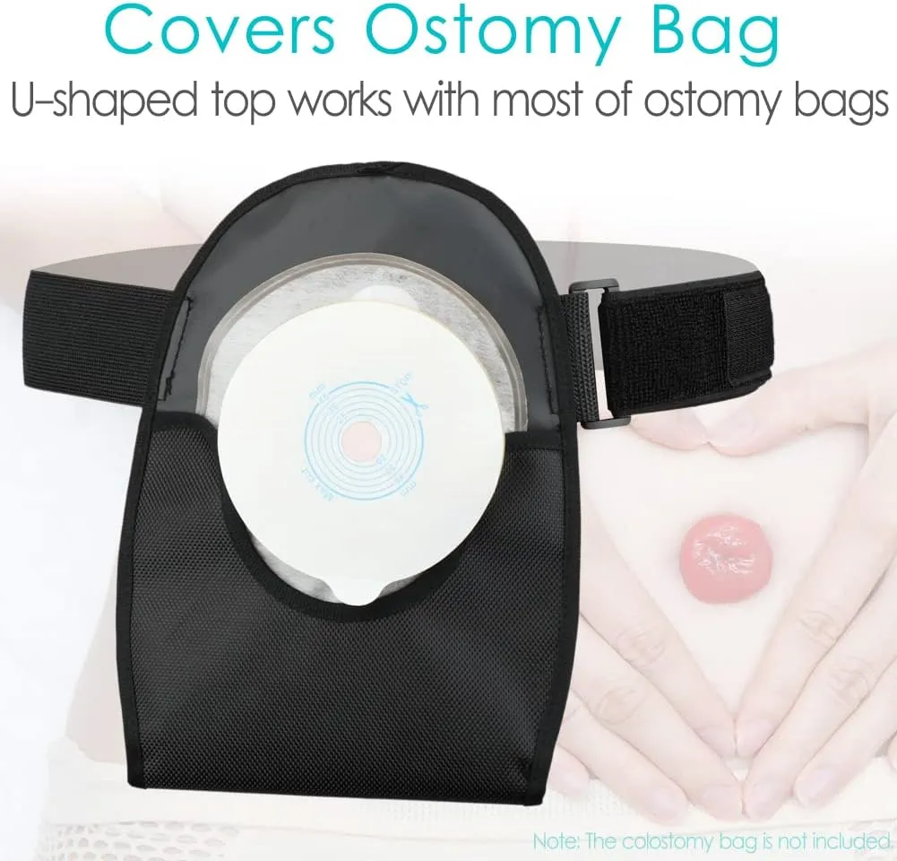Waterproof Ostomy Bag Cover Belt Adjustable Washable Colostomy Bag Covers Protector Reusable Stoma Urostomy Ileostomy Pouch Supplies Leak-proof Odour Masking Noise Reduction for Patients Women Men