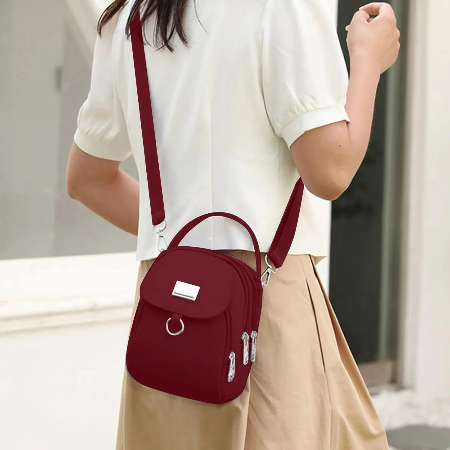 Waterproof Women Crossbody Bag Nylon Messenger Bags Simple Purse for Work, Multi-pocket Storage Shoulder Handbag