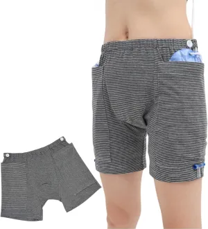 WEEOATAR Incontinence Care Pants, Urinary Drainage Catheter Pants, Urine Bag Underwear with Double Pockets for Nephrostomy, Suprapubic & Biliary Catheters (Woman, Black & White Line, XL)