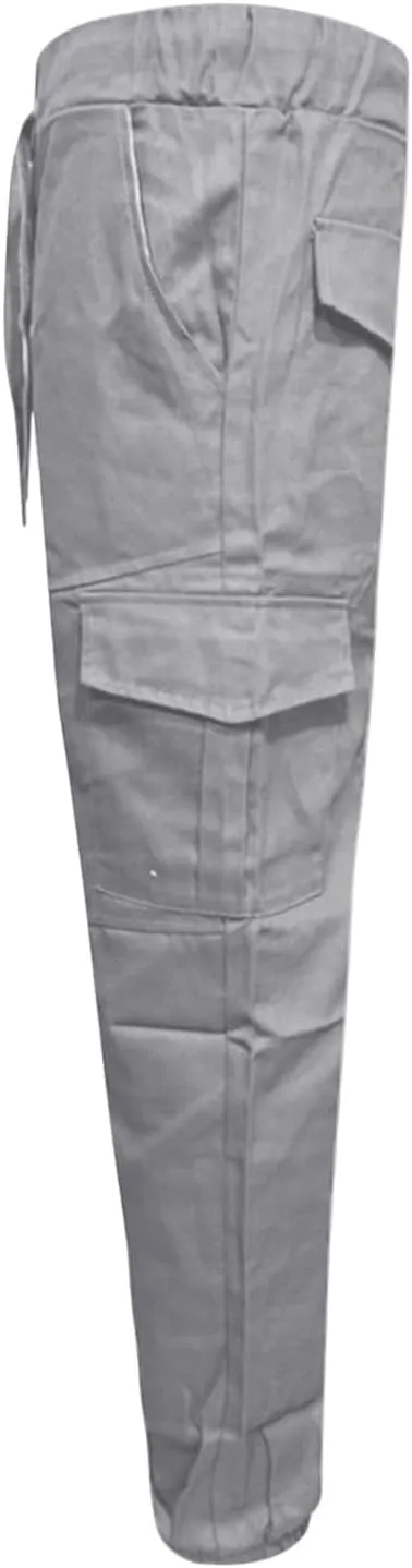 WENKOMG1 Mens Tactical Pants Elastic Ankle and Waist Drawstring Casual Cargo Pants Basic Summer Multipockets Workwear