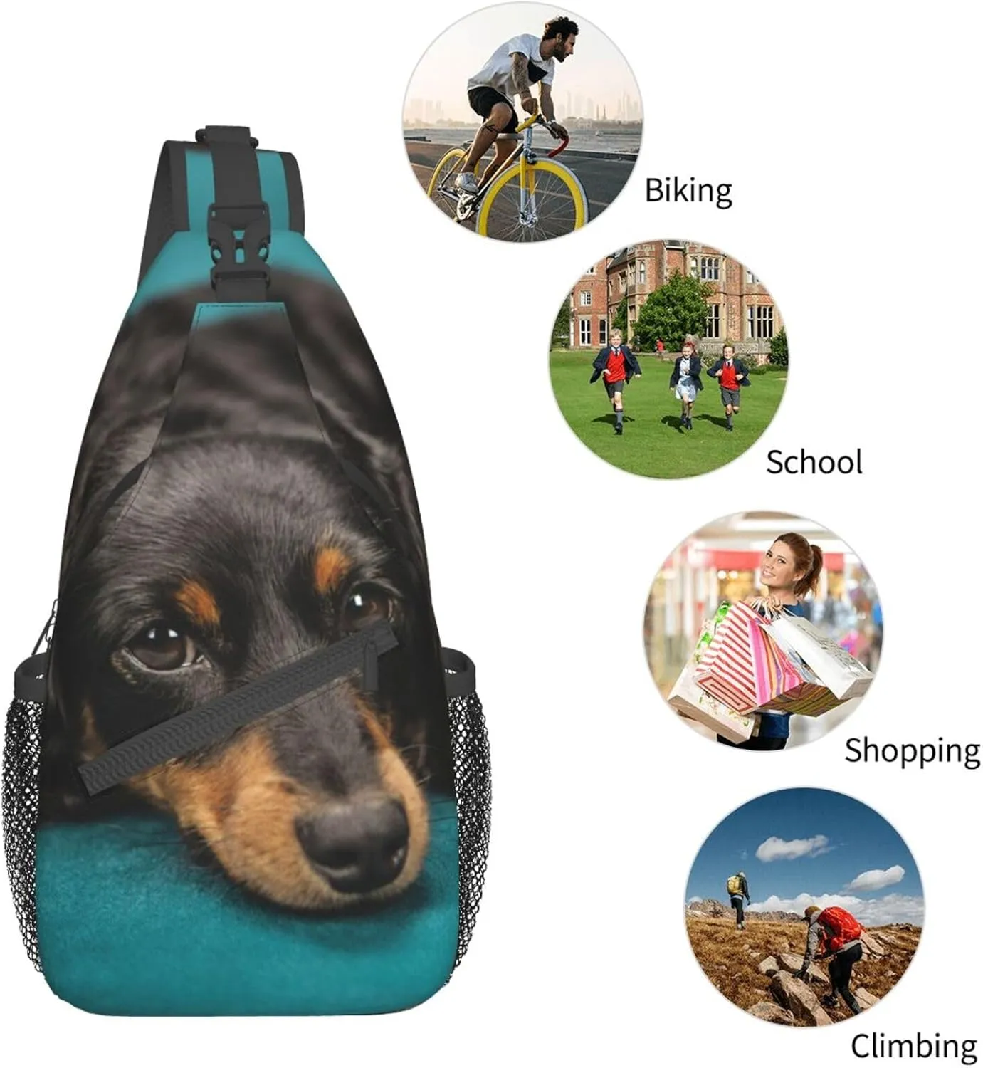 White Blue Daisy Cross Chest Bag Diagonally,Crossbody Backpack Travel Hiking Casual Chest Bags Lightweight Sling Bag