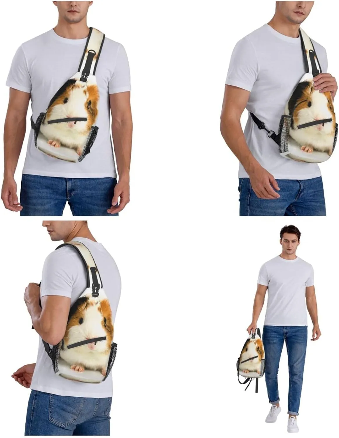 White Blue Daisy Cross Chest Bag Diagonally,Crossbody Backpack Travel Hiking Casual Chest Bags Lightweight Sling Bag