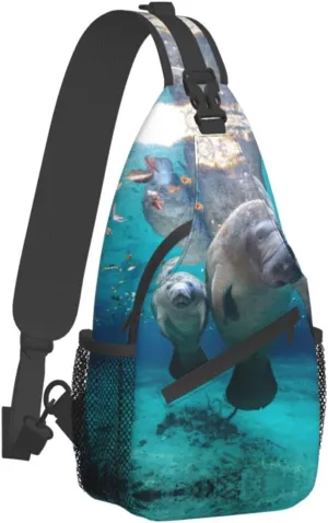 White Blue Daisy Cross Chest Bag Diagonally,Crossbody Backpack Travel Hiking Casual Chest Bags Lightweight Sling Bag