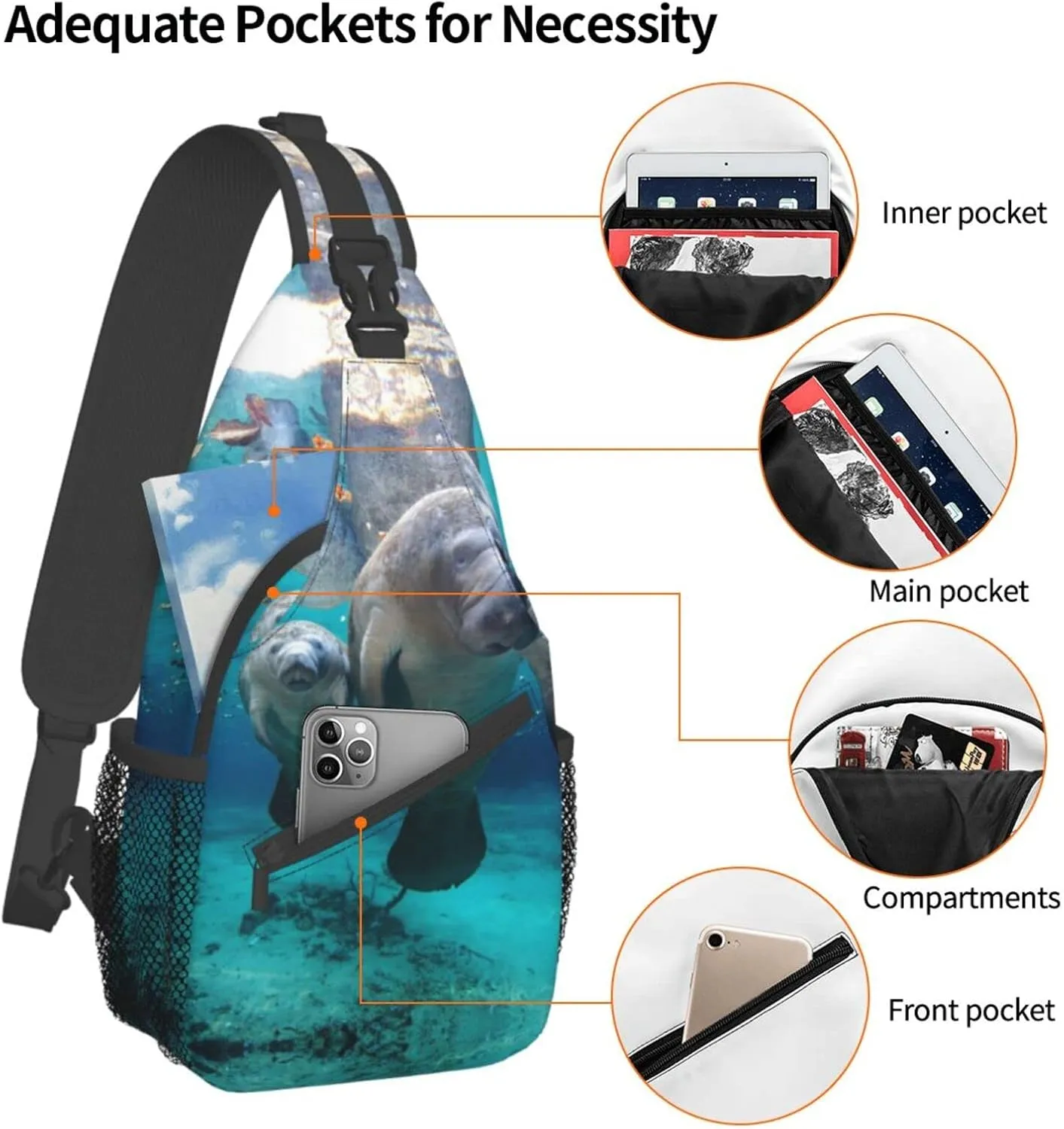 White Blue Daisy Cross Chest Bag Diagonally,Crossbody Backpack Travel Hiking Casual Chest Bags Lightweight Sling Bag